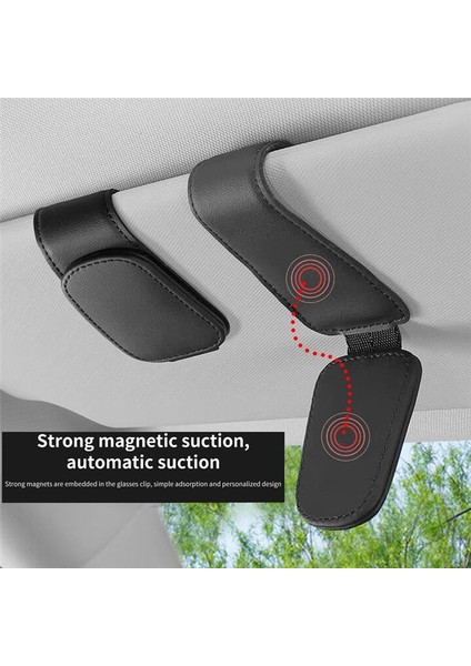Araba Için Manyetik Deri Güneş Gözlüğü Tutucu, Araba Vizörü Için Güneş Gözlüğü Klibi, Otomatik Iç Aksesuarlar Evrensel (Siyah) (Yurt Dışından) modelleri