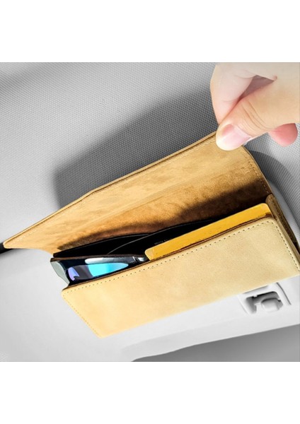 Araba Sun Visor Güneş Gözlüğü Kılıf Klipsi Hanger Bağlantı Edin Güneş Gözlüğü Tutucu Kart Bilet Saklama Kutusu Gözlük Tutucu (Yurt Dışından) indirimleri