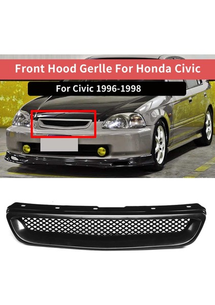 Abs Siyah Araba Ön Tampon Kaput Izgara Izgara Kapak Honda Civic Ek Cx Dx Ex Hx Lx Tip R 1996 1997 1998 (Yurt Dışından) modelleri