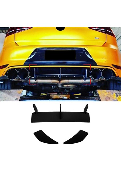 Golf 7r Golf 7 R 2013-2016 Parlak Siyah Arka Tampon Difüzör Splitter Spoiler Finler Trim (Yurt Dışından) fiyatları