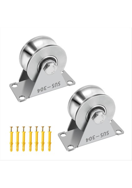 U Groove Kasnağı, Paslanmaz Çelik Bloklar 2 Paket Süper Sessizlik Döndürme Groove Tekerlek Kasnakları, Dıy Gym Ekipmanı Kullanımı Için (Yurt Dışından)