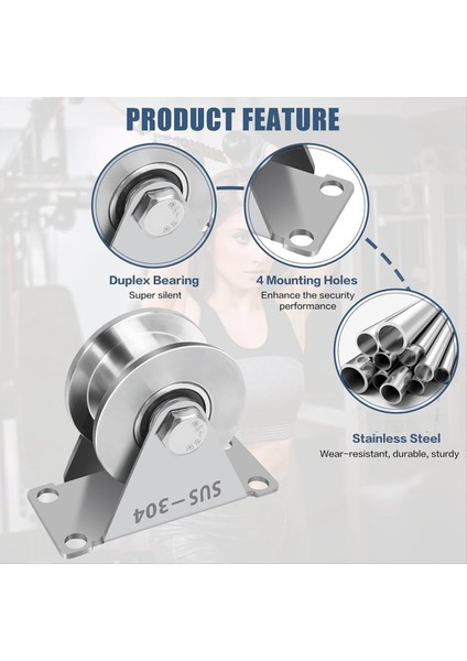 U Groove Kasnağı, Paslanmaz Çelik Bloklar 2 Paket Süper Sessizlik Döndürme Groove Tekerlek Kasnakları, Dıy Gym Ekipmanı Kullanımı Için (Yurt Dışından) modelleri