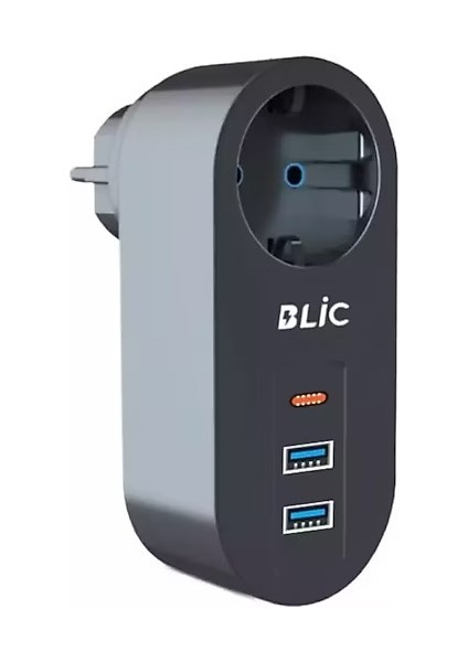 Blic Blic Termal Akım Korumalı, Isıya Dayanıklı Tekli Priz 2xusb 1xtype C Ftr-07