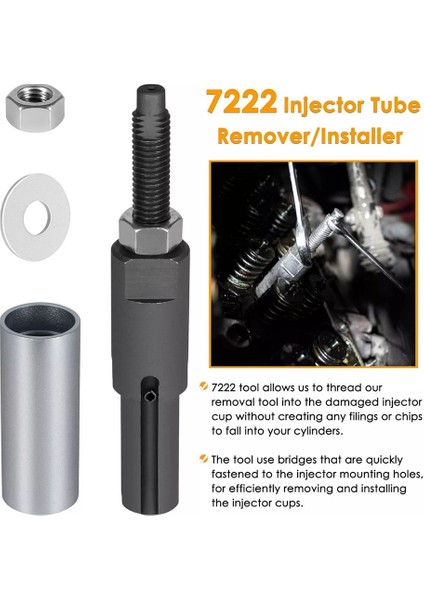 6778 &amp; 6779 Enjektör Çekme Aracı + 7222 Enjektör Tüpü Çıkma/montaj Kiti Gm Duramax 6.6l Motor J-44639, J-4659 (Yurt Dışından) modelleri