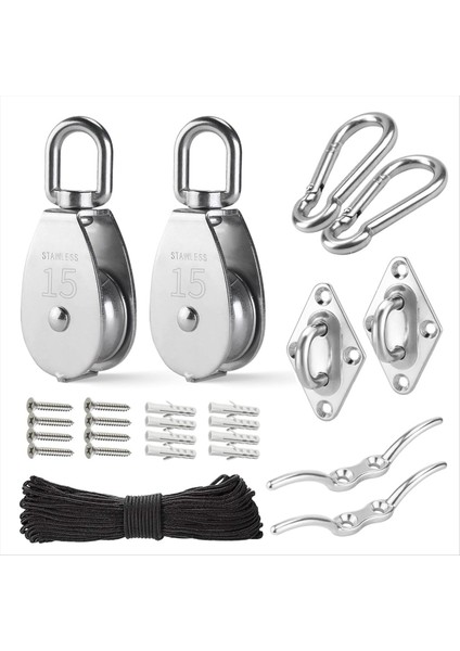 M15 Paslanmaz Çelik Kasnak Sistemi Kiti-Heavy-Hasta Kasnak Tekerleği, Naylon Halatlı Kasnak Bloğu, Kaldırma Için, Dıy Projeleri (Yurt Dışından)