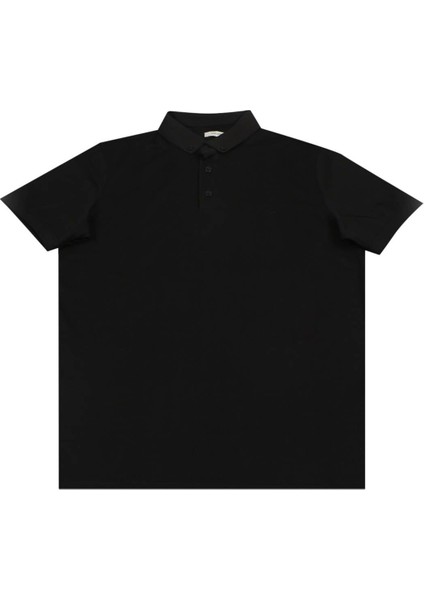 Siyah Slim Fit Düğmeli Polo Yaka T-Shirt