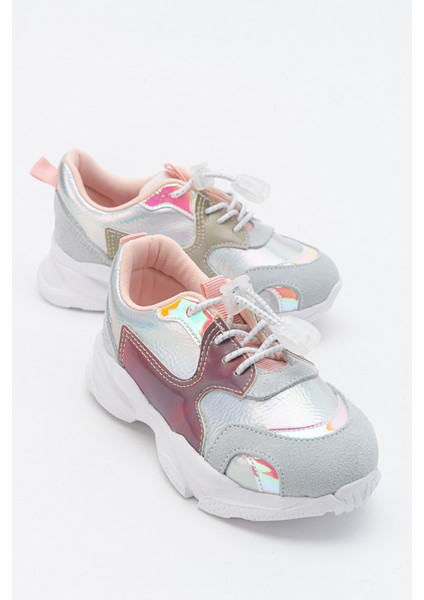 Kız Çocuk Gümüş Hakiki Deri Spor Ayakkabı