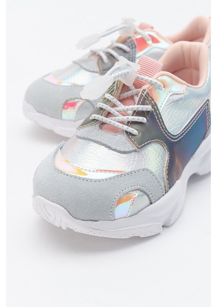 Kız Çocuk Gümüş Hakiki Deri Spor Ayakkabı