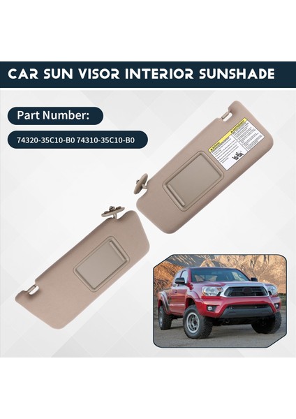 Toyota Tacoma Için Araba Sun Visor Iç Güneşlik 2005-2012 74320-35C10-B0 74310-35C10-B0 Bej (Yurt Dışından) fırsatları