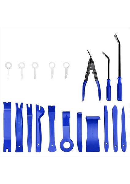 19 Adet Trim Çıkarma Aracı, Otomatik Klips Pensesi Bağlantı Elemanı Terminal Sökücü Seti, Araba Paneli/çizgi Mavisi Için Plastik Ampul Alet Kiti (Yurt Dışından)