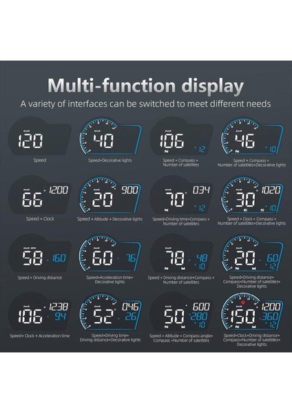 G16 Araba Gps Başlık Ekranı Hud Hedece Tozet Kilit Dijital Saat Evrensel (Yurt Dışından) modelleri