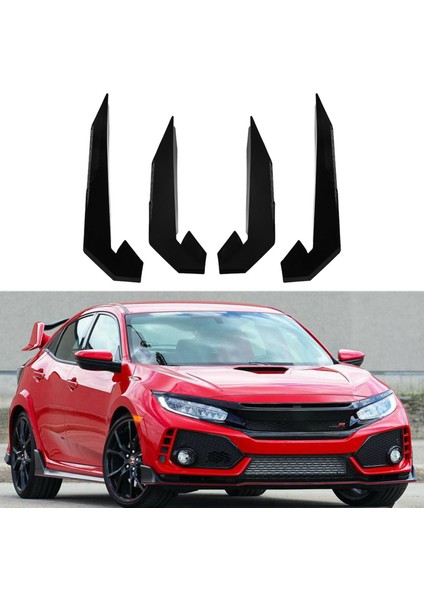 4pcs Araba Ön Tampon Dudak Ayırıcı Yüzgeç Yüzü Uzun Hava Bıçağı Otomatik Gövde Kiti Otomobil Spoyleri Honda Civic 10. Type-R 2019-2021, A (Yurt Dışından) fırsatları