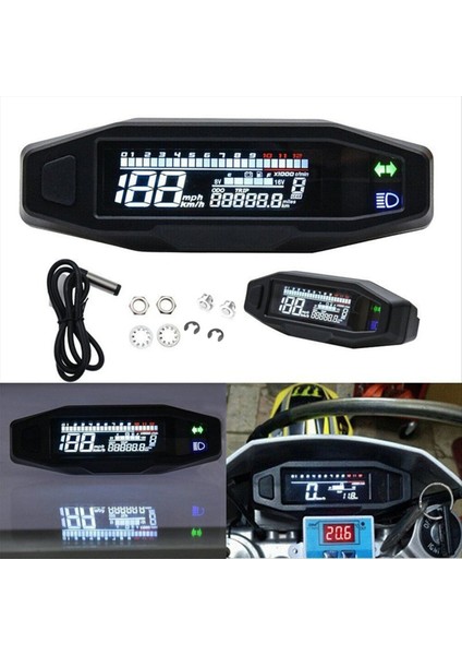 Motosiklet Hızölçer Yağ Göstergesi Takometre Evrensel Dijital Metre Göstergesi Paneli Dönüş Sinyali Işık Göstergesi (Yurt Dışından) indirimleri