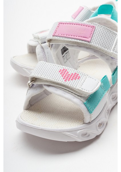 Kız Çocuk Beyaz Işıklı Anatomik Hafif Spor Sandalet