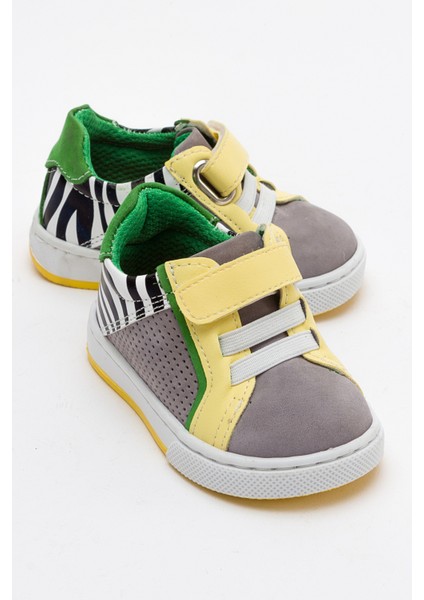 Erkek Çocuk Gri Hakiki Deri Günlük Ayakkabı