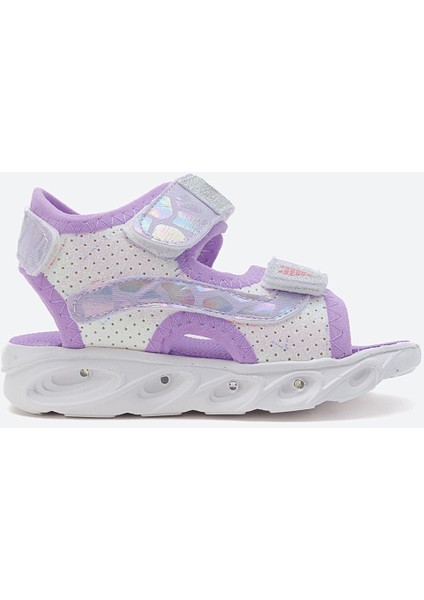 Kız Çocuk Beyaz-Lila Işıklı Anatomik Hafif Günlük Sandalet