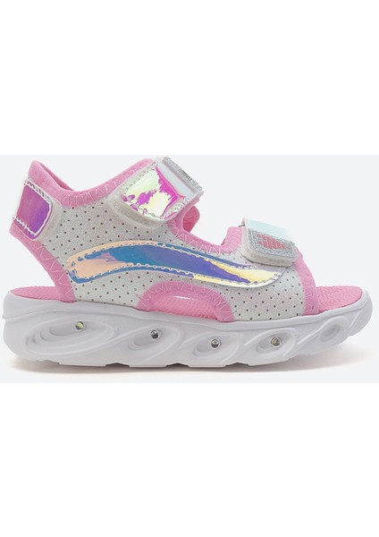 Kız Çocuk Beyaz-Pembe Işıklı Anatomik Hafif Günlük Sandalet
