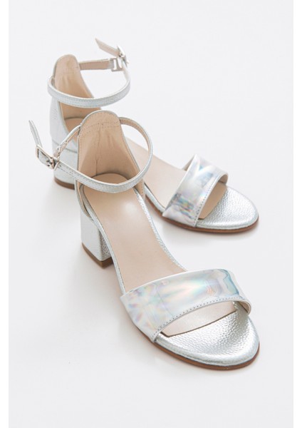 Kız Çocuk Gümüş Topuklu Abiye Ayakkabı