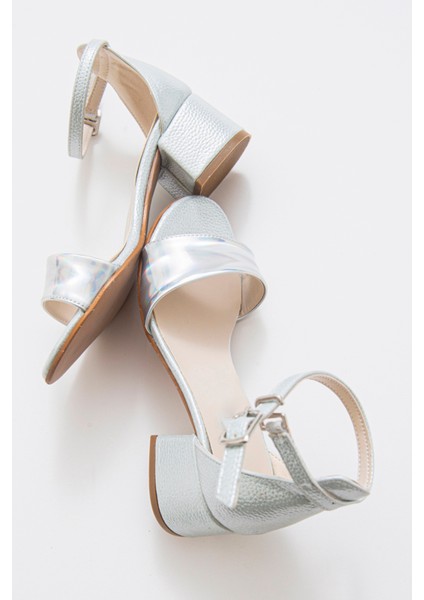 Kız Çocuk Gümüş Topuklu Abiye Ayakkabı