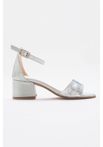 Kız Çocuk Gümüş Topuklu Abiye Ayakkabı