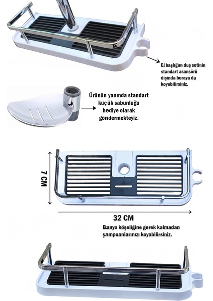 Robot Duş Takımı Geniş Sabunluklu Lüks Banyo Duş Seti Yedek El Duşu Hediyeli Çok Fonksiyonlu El ve Tepe Duş Başlığı fiyatları