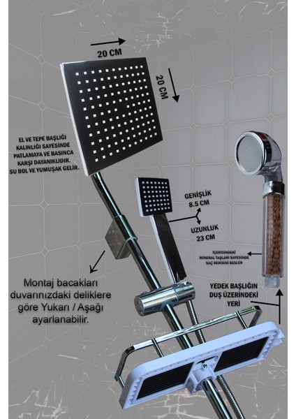Robot Duş Takımı Geniş Sabunluklu Lüks Banyo Duş Seti Yedek El Duşu Hediyeli Çok Fonksiyonlu El ve Tepe Duş Başlığı modelleri