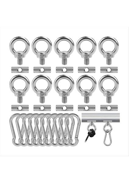 10 Adet Tente Demiryolu Tenleri 6mm 10 Karabinalı, 304 Paslanmaz Çelik Rv Tente Kancaları Işıklar Için Kamp Tente (Yurt Dışından)