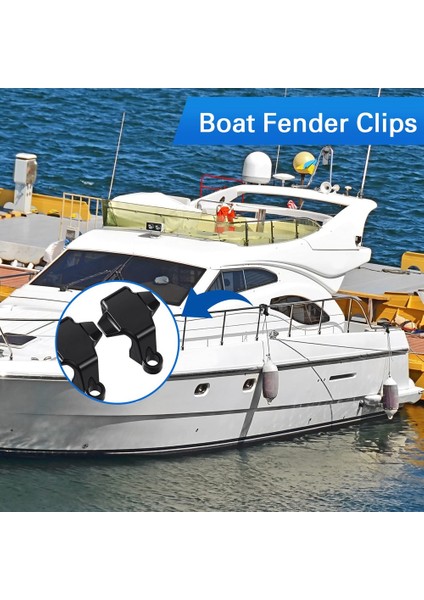 Tekne Tampon Klipleri, Yerleştirme Için Tekne Çamurluk Klipleri, Tekne Kare Ray Çamurluk Askıları, 8 Adet Siyah (Yurt Dışından) modelleri