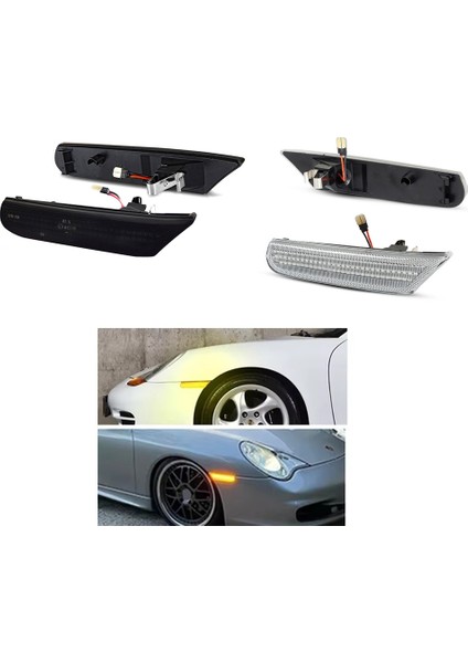 Porsche Boxster Için 2x LED Yan Işaretçi Işığı 986 996 911 Carrera Targa 1996-2004 Dönüş Sinyal Lambası Füme Siyah (Yurt Dışından) indirimleri