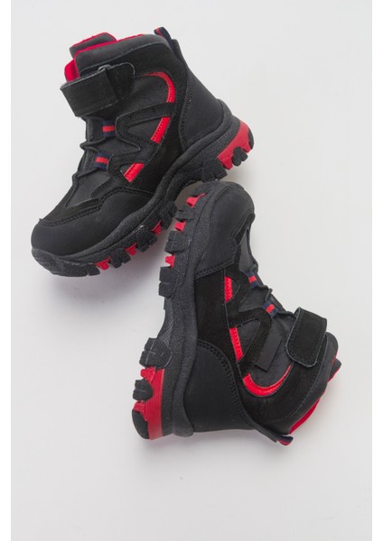 Erkek Çocuk Siyah Hakiki Deri Trekking Çocuk Bot