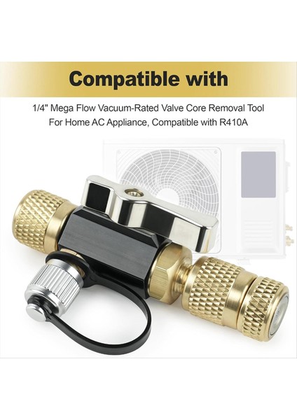 Vakum Dereceli Valf Çekirdek Çıkarma Aracı, 1/4 Inç Dişi Parlama x 1/4 Inç Erkek Parlama, R410A Için Uyumlu (Yurt Dışından) modelleri