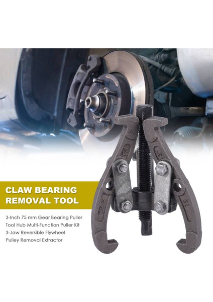 3 Inç 75 mm Dişli Yatak Çekme Aracı Hub Çok Fonksiyonlu Çekme Kiti 3-Çeneli Tersinir Volan Kasnağı Çıkarma Extractor (Yurt Dışından) fırsatları