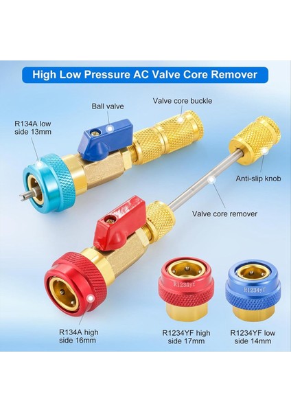 R134A R1234YF Valf Çekirdek Çıkartma Aracı, Klima Valfı Çekirdek Çıkıştırıcı Takma Araç Seti R134A R1234YF R22 (Yurt Dışından) fiyatları