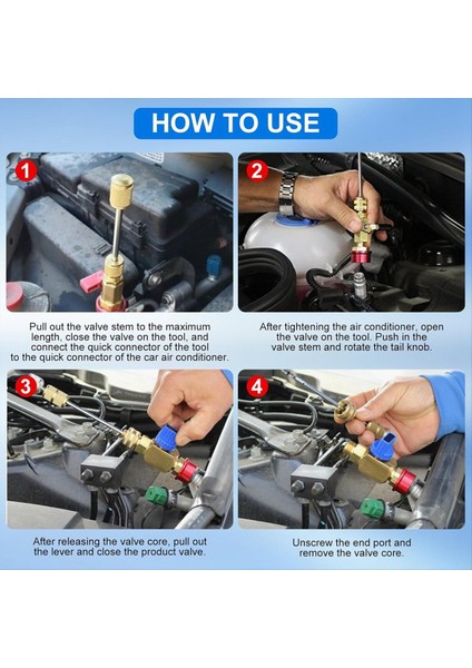 R134A R1234YF Valf Çekirdek Çıkartma Aracı, Klima Valfı Çekirdek Çıkıştırıcı Takma Araç Seti R134A R1234YF R22 (Yurt Dışından) indirimleri