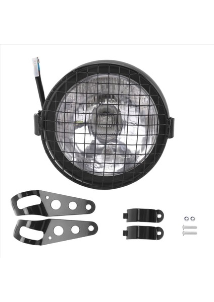 Retro Vintage Motorcycle Universal Yan Mount 35W 6.5 Inç Şeffaf Far Cafe Racer ile Grille + Braket Kiti (Yurt Dışından) fiyatları