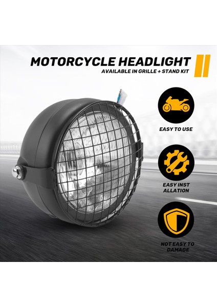 Retro Vintage Motorcycle Universal Yan Mount 35W 6.5 Inç Şeffaf Far Cafe Racer ile Grille + Braket Kiti (Yurt Dışından) fırsatları