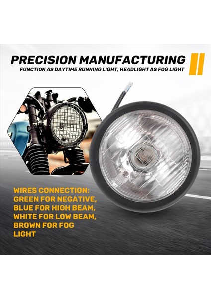 Retro Vintage Motorcycle Universal Yan Mount 35W 6.5 Inç Şeffaf Far Cafe Racer ile Grille + Braket Kiti (Yurt Dışından) indirimleri