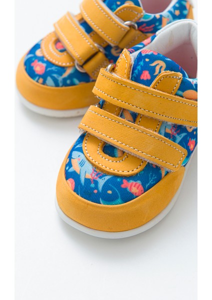 Erkek Çocuk Sarı Deri Ortopedik Destekli İlk Adım Ayakkabı