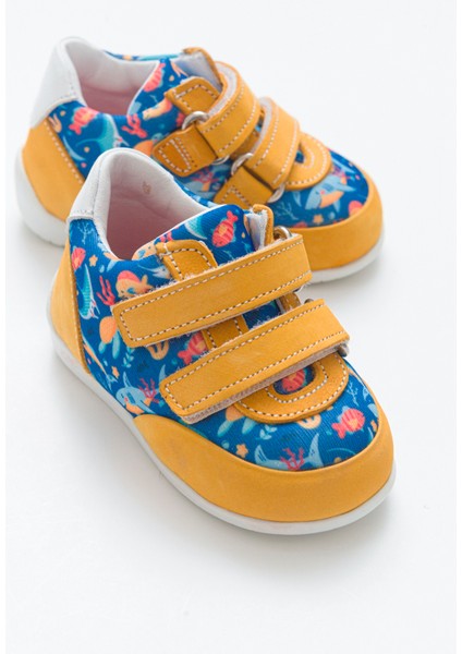 Erkek Çocuk Sarı Deri Ortopedik Destekli İlk Adım Ayakkabı