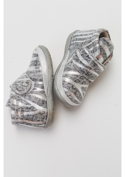 Kız Çocuk Gümüş Hakiki Deri Günlük Çocuk Ayakkabı