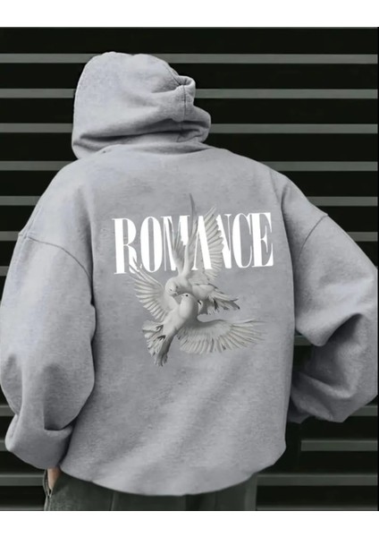 Punıx Büyük Beden Özel Tasarım Romance Sırtbaskılı Kapüşonlu Kalın Kışlık 3 Iplik Erkek Sweatshırt