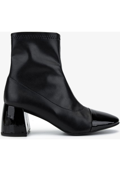 Kadın Deri & Suni Siyah Topuklu Bot 1130 1063 Bn Bot SK25-26 Syh Rgn/strec