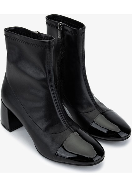 Kadın Deri & Suni Siyah Topuklu Bot 1130 1063 Bn Bot SK25-26 Syh Rgn/strec fiyatları