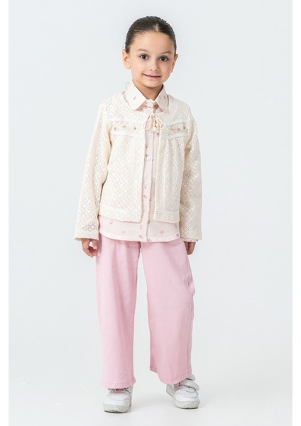 Yakası Bağlamalı Kız Çocuk 3\'lü Takım - 26K 4499