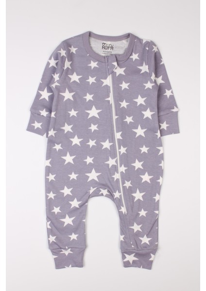Fermuarlı Bebek Çocuk Tulumu Yıldız Desenli Uyku Tulumu