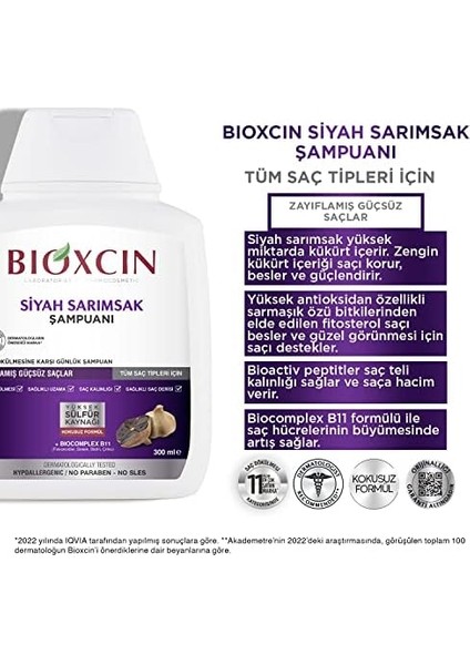 Bioxcin Siyah Sarımsak Saç Dökülmesine Karşı Bitkisel Şampuan (1 x 300 Ml) fiyatları