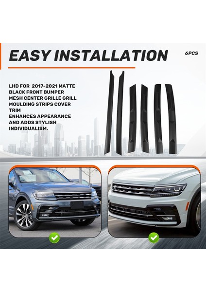 Tiguan Için Lhd L 2017-2021 Mat Siyah Ön Tampon Örgü Merkez (Yurt Dışından) fırsatları