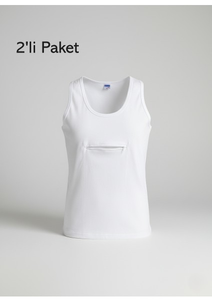 Erkek Atlet Cepli Fermuarlı Hac-Umre Seyahat Amaçlı 2'li Avantajlı Paket Pamuklu Cotton Beyaz fiyatları