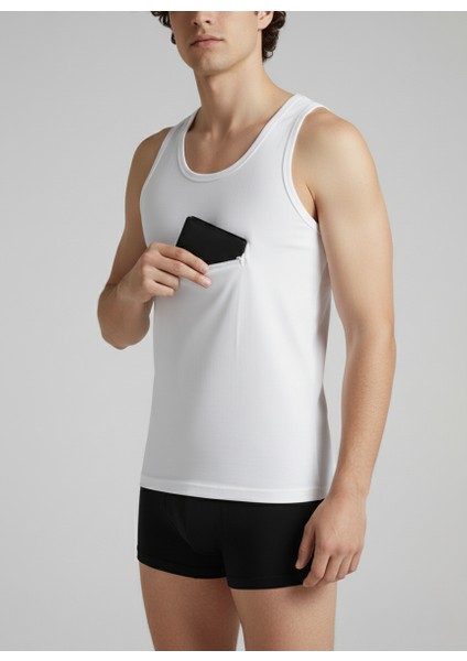 Erkek Atlet Cepli Fermuarlı Hac-Umre Seyahat Amaçlı 2'li Avantajlı Paket Pamuklu Cotton Beyaz modelleri