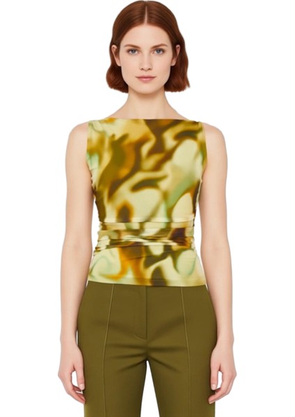 Kadın Kolsuz Bisiklet Yaka Tül Örme Bluz Şıklık ve Konforu Bir Arada Sunar Kaliteli Şık Rahat